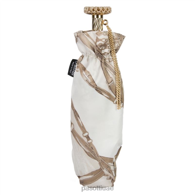 مظلة | 257 58152-2 s15 - مظلة بيضاء قابلة للطي بطباعة اللجام PASOTTI Z446V621